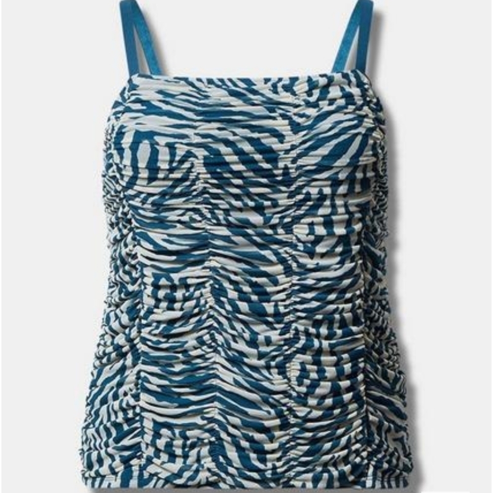 Torrid Zebra Print Stretch Mesh Shirred Cropped Cami Top 1X